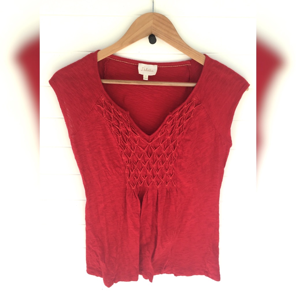 Deletta Anthropologie Pintuck Shirt Boho Casual
